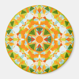Bright Orange Vibrant Green Star Boho Maximalist Magnet