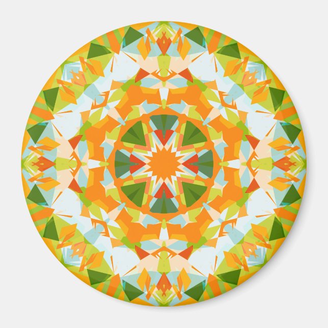 Bright Orange Vibrant Green Star Boho Maximalist Magnet (Vorne)