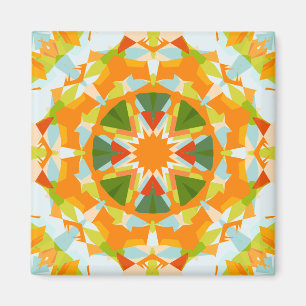 Bright Orange Vibrant Green Star Boho Maximalist Magnet