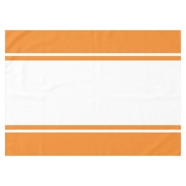 Bright Orange White Wide Summer Racing Streifen Tischdecke (Vorderseite (Horizontal))