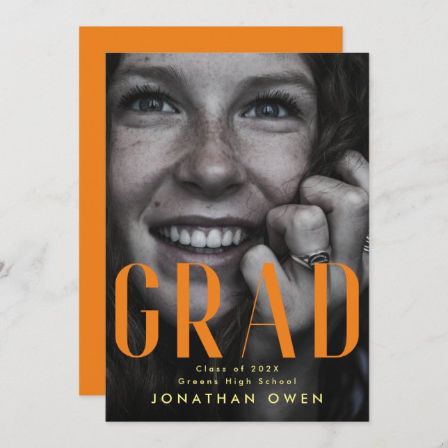 Bright Orange Yellow High School Class Ankündigung (Vorne/Hinten)