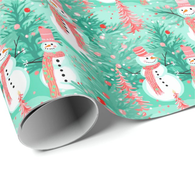 Bright Palm Beach Christmas Snowman Geschenkpapier (Rolleneckpunkt)