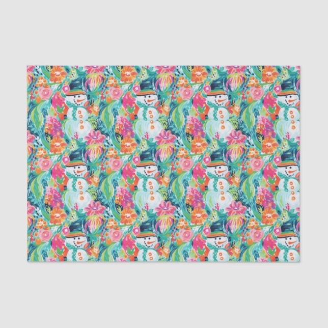 Bright Palm Beach Christmas Snowman Seidenpapier (Vorderseite)