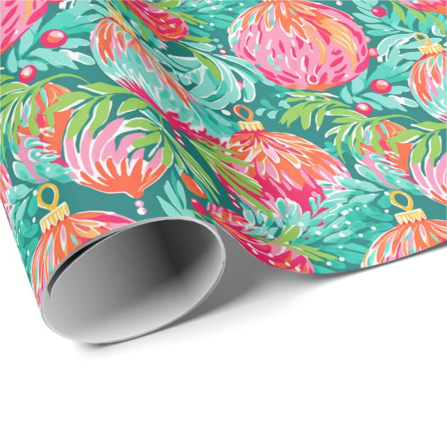 Bright Palm Beach Weihnachtsschmuck Geschenkpapier (Rolleneckpunkt)