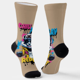Bright Panda Street Art Look Socken