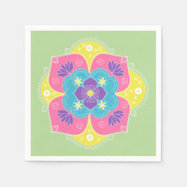 Bright Pastel Lotus Rangoli Serviette