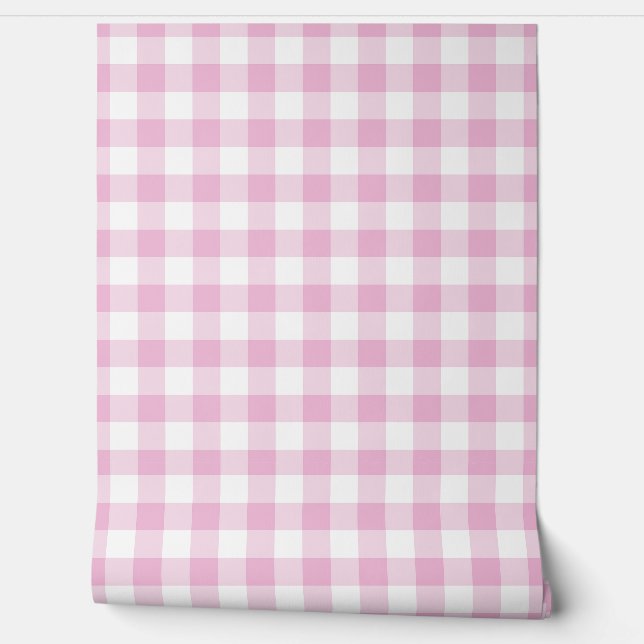 Bright Pastel Pink Check Green Buffalo Plaid Tapete (Abrollen)