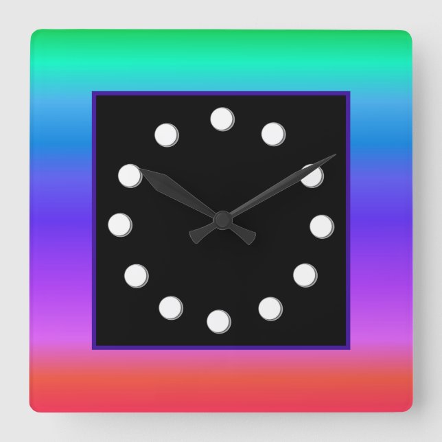 Bright Pastel Rainbow Quadratische Wanduhr (Vorderseite)