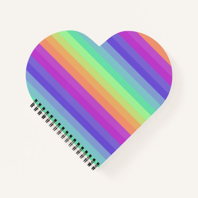 Bright Pastel Rainbow Stripe Spiralnotebook Notizbuch (Vorderseite)
