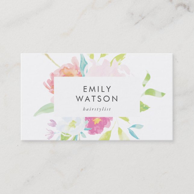 Bright Pastell Floral Business Card Visitenkarte (Vorderseite)