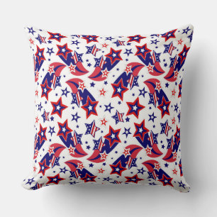 BRIGHT PATRIOTIC RED WHITE BLUE STARS KISSEN