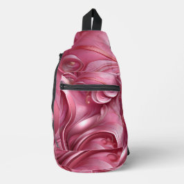 BRIGHT PINK ABSTRACT SWIRLS CROSSBODY BAG