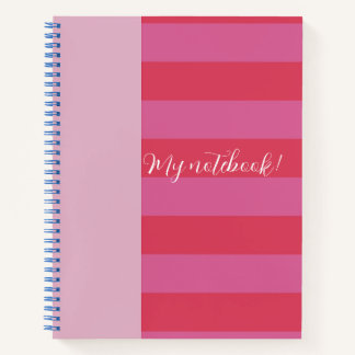 Bright Pink and cheerful Red striped Notizbuch