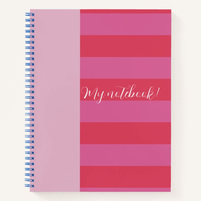 Bright Pink and cheerful Red striped Notizbuch (Vorderseite)