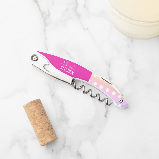 Bright Pink and Pola Dots  Kellnermesser (Vorderseite)