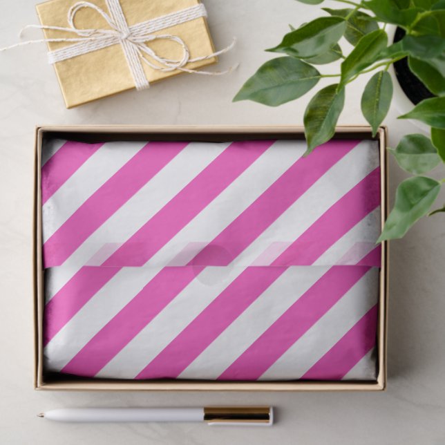 Bright Pink and White Striped Seidenpapier (Geschenk)