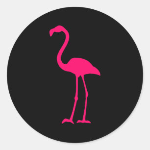 Bright Pink Flamingo Runder Aufkleber