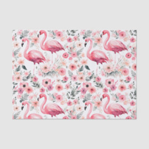 Bright Pink Flamingo Sommer Floral Wasserfarbe Seidenpapier