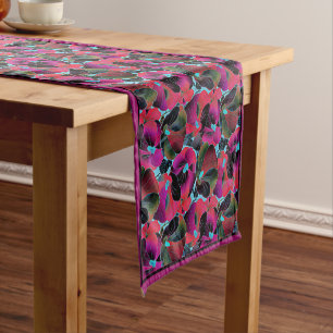 Bright pink floral medium table runner kurzer tischläufer