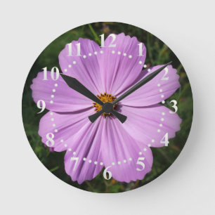 bright pink flowers runde wanduhr