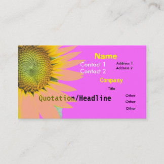 Bright Pink Funky Sunflower Business Card Visitenkarte