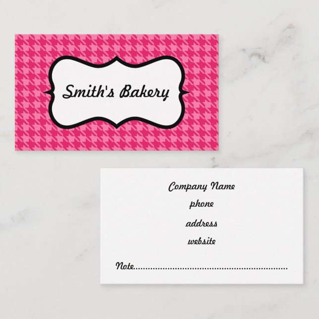 Bright Pink Hahnentrittmuster Business Card Visitenkarte (Vorne/Hinten)