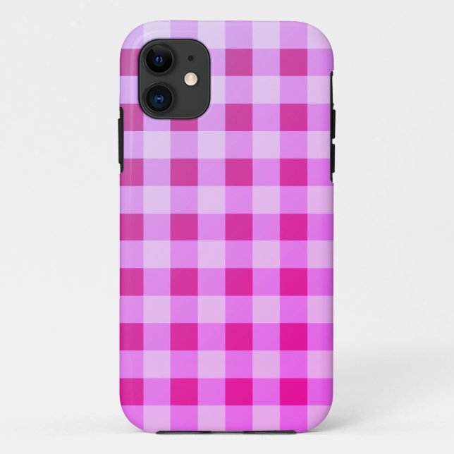 Bright Pink Kariert Gingham Case-Mate iPhone Hülle (Rückseite)