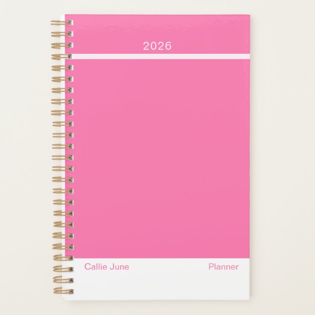 Bright Pink Minimalist Planner Planer (Vorderseite)