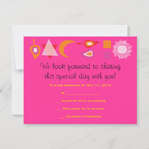 BRIGHT PINK MITZVAH Bar Bat Mitzvah Replik Card RSVP Karte