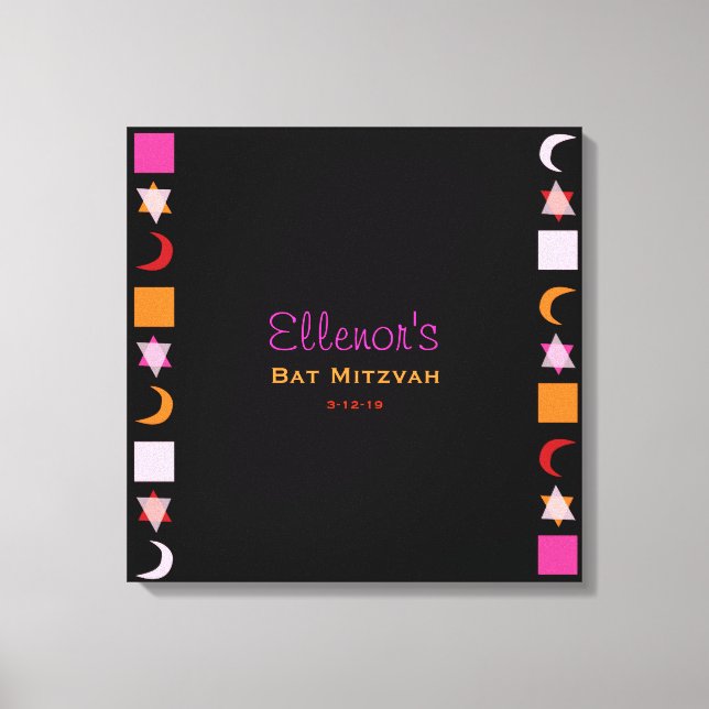 BRIGHT PINK MITZVAH Bat Bar Mitzvah Sign up Board Leinwanddruck (Vorderseite)