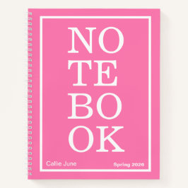 Bright Pink Modern Big "NOTEBOOK" Notebook Notizbuch