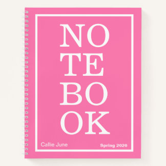Bright Pink Modern Big "NOTEBOOK" Notebook Notizbuch