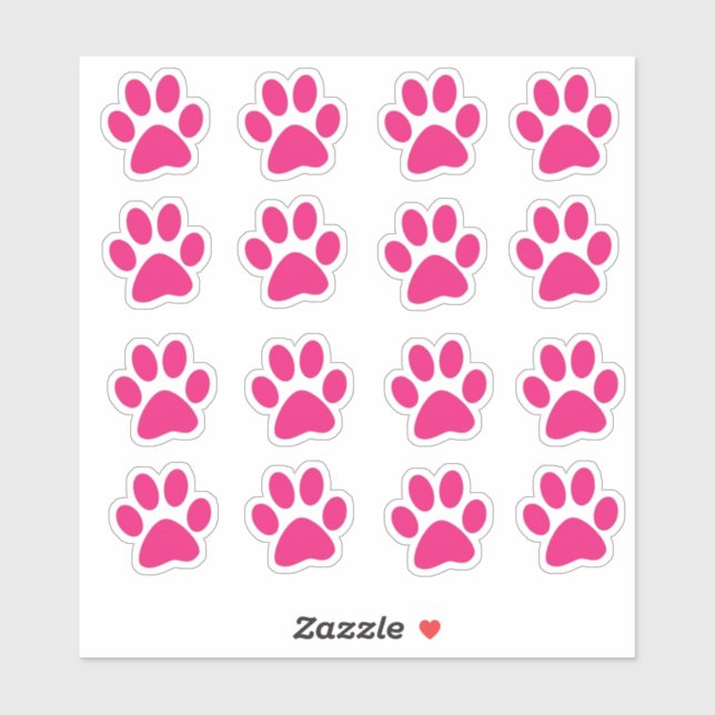Bright Pink Paw Prints Aufkleber (Blatt)