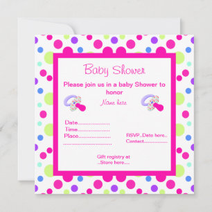 BRIGHT PINK POLKA DOT BABY SHOWER EINLADUNG