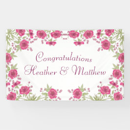 Bright Pink Rose Wedding Banner