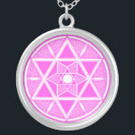 Bright Pink Star von David Versilberte Kette<br><div class="desc">Spaß rosa Star von David Design.</div>