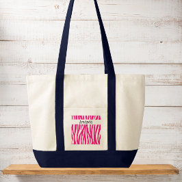 Bright Pink Wavy Animal Print Tote Tragetasche