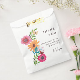 Bright Pink Wildflower Bridal Shower Thank You Geschenktütchen