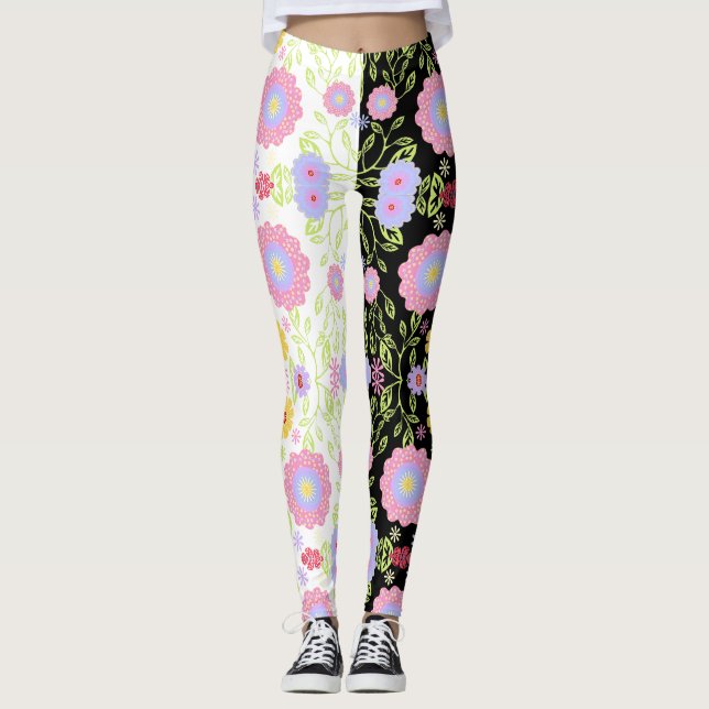 Bright-Pop Kunstmalerei mit zweifarbigem Muster Leggings (Vorderseite)