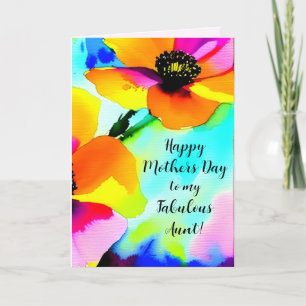 Bright Poppies Blue Sky Tante Custom Mother Day Karte
