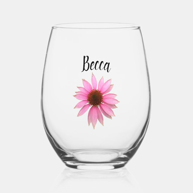 Bright Purple Coneflower Personalized Mug Weinglas Ohne Stiel (Vorderseite)