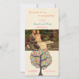 Bright Rainbow Bird Tree Danke Foto Card
