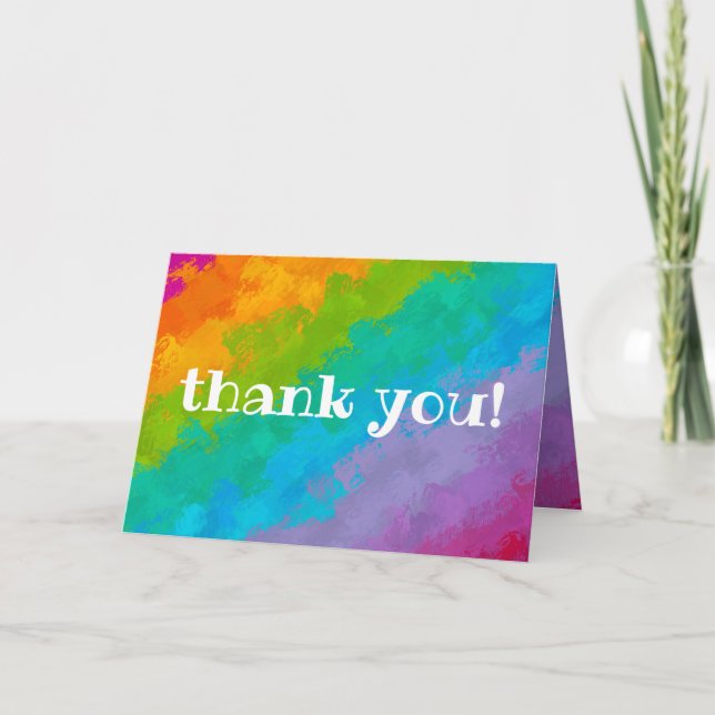 Bright Rainbow Birthday Party Danke Karte (Vorderseite)