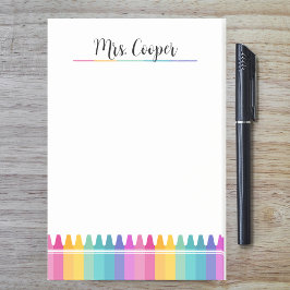 Bright Rainbow Crayons Preschool Teacher Post-it Klebezettel