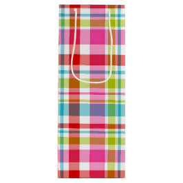 Bright Rainbow Plaid Checkered Pattern Geschenktüte Für Weinflaschen