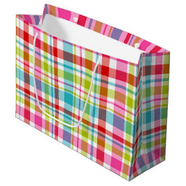 Bright Rainbow Plaid Checkered Pattern Große Geschenktüte