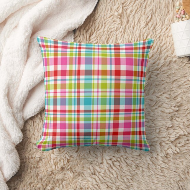 Bright Rainbow Plaid Checkered Pattern Kissen (Decke)
