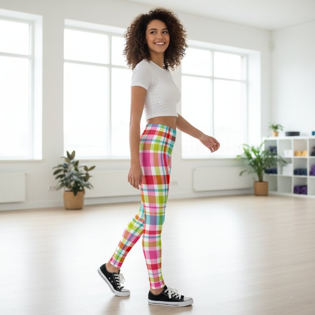 Bright Rainbow Plaid Checkered Pattern  Leggings (Von Creator hochgeladen)