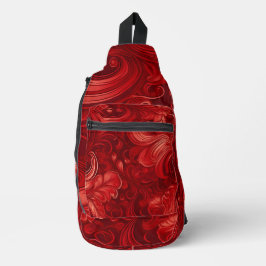 BRIGHT RED ABSTRACT SWIRLS CROSSBODY BAG