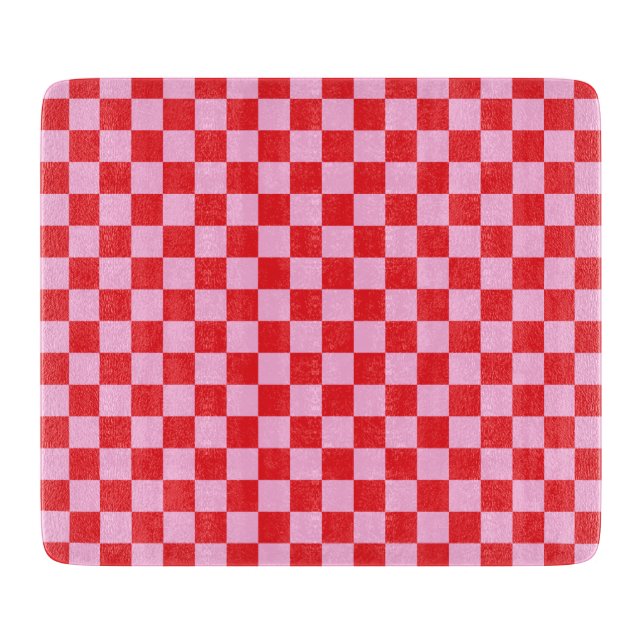 Bright Red and Light Pink Checkered Schneidebrett (Vorderseite)